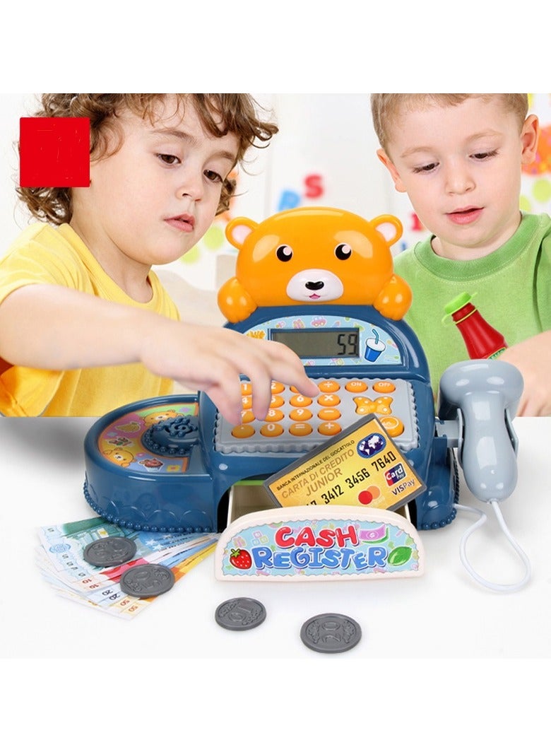 فايف ستار لعبة كاشير للأطفال بشكل دب 🐻 مع عربة تسوق – لعبة سوبر ماركت تمثيلية – مناسبة من 3 سنوات+ - Image 1